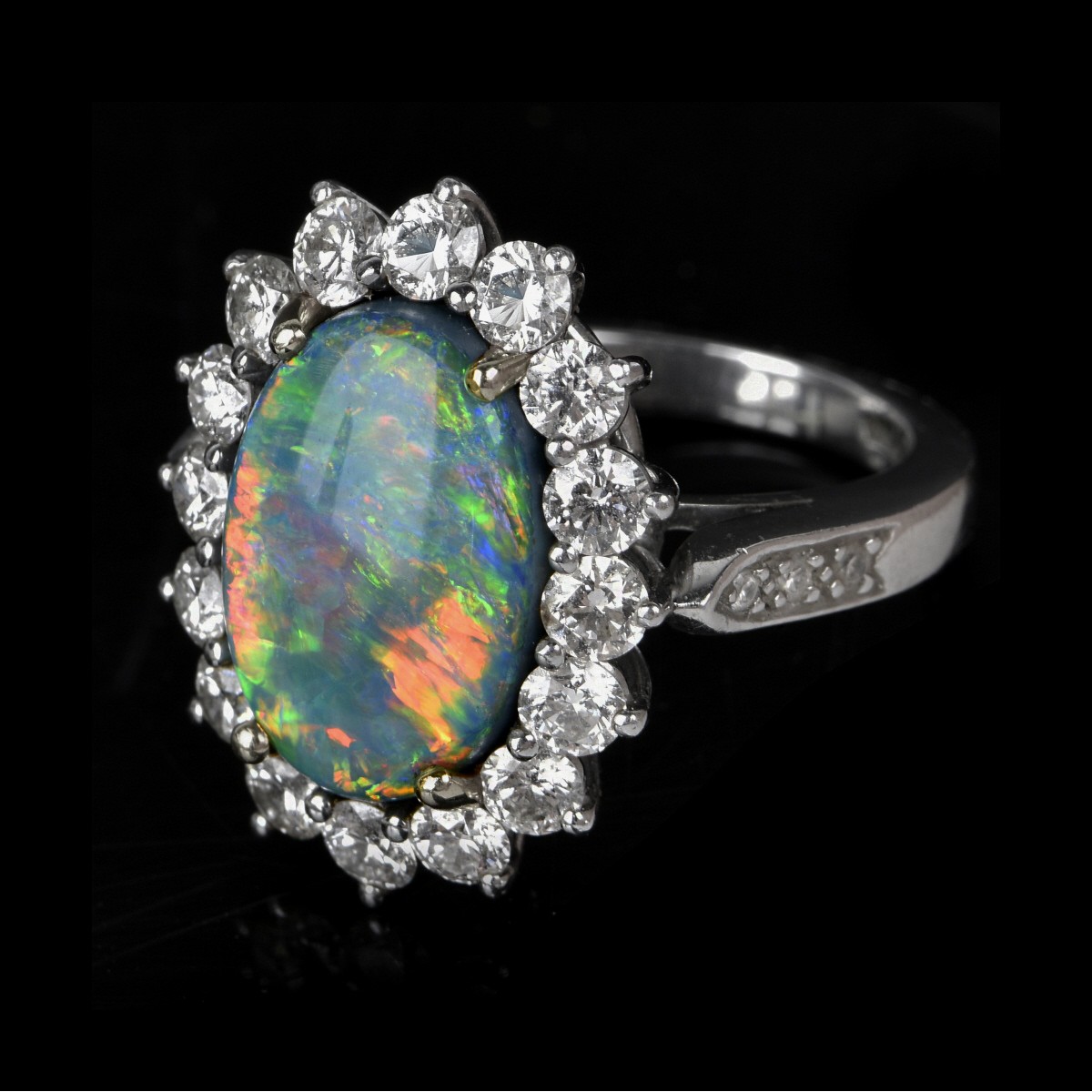 Tiffany & Co Opal, Diamond, Platinum Ring