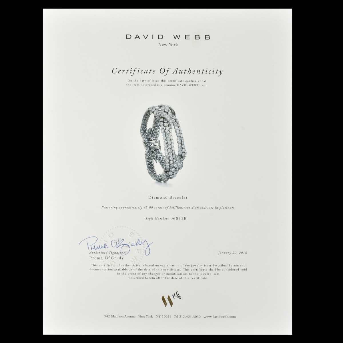 David Webb Diamond & Platinum Bracelet