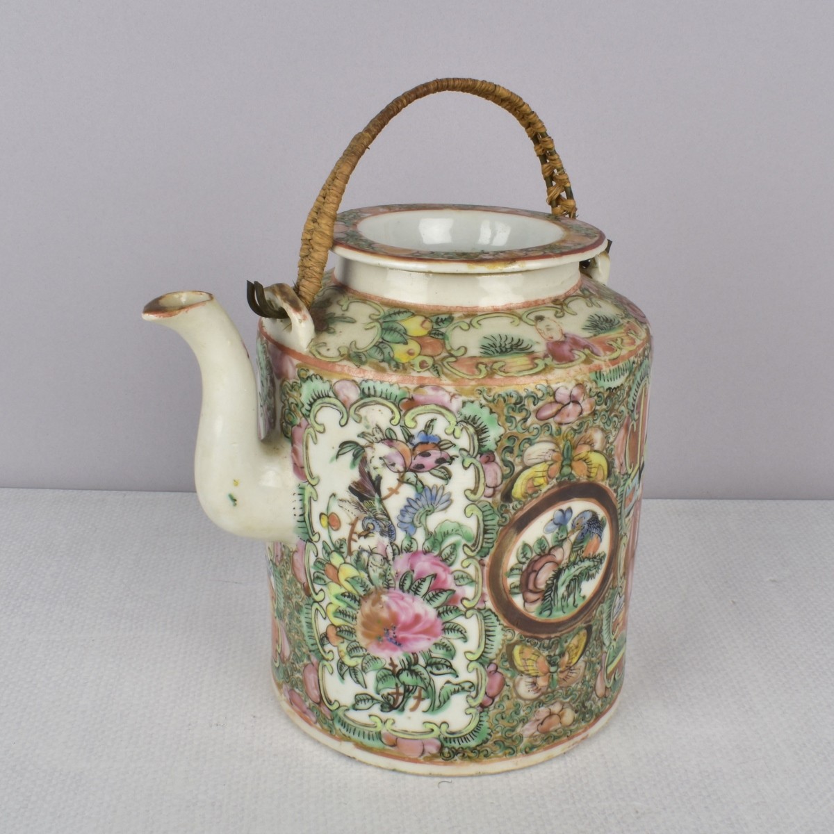 Antique Chinese Rose Medallion Teapot