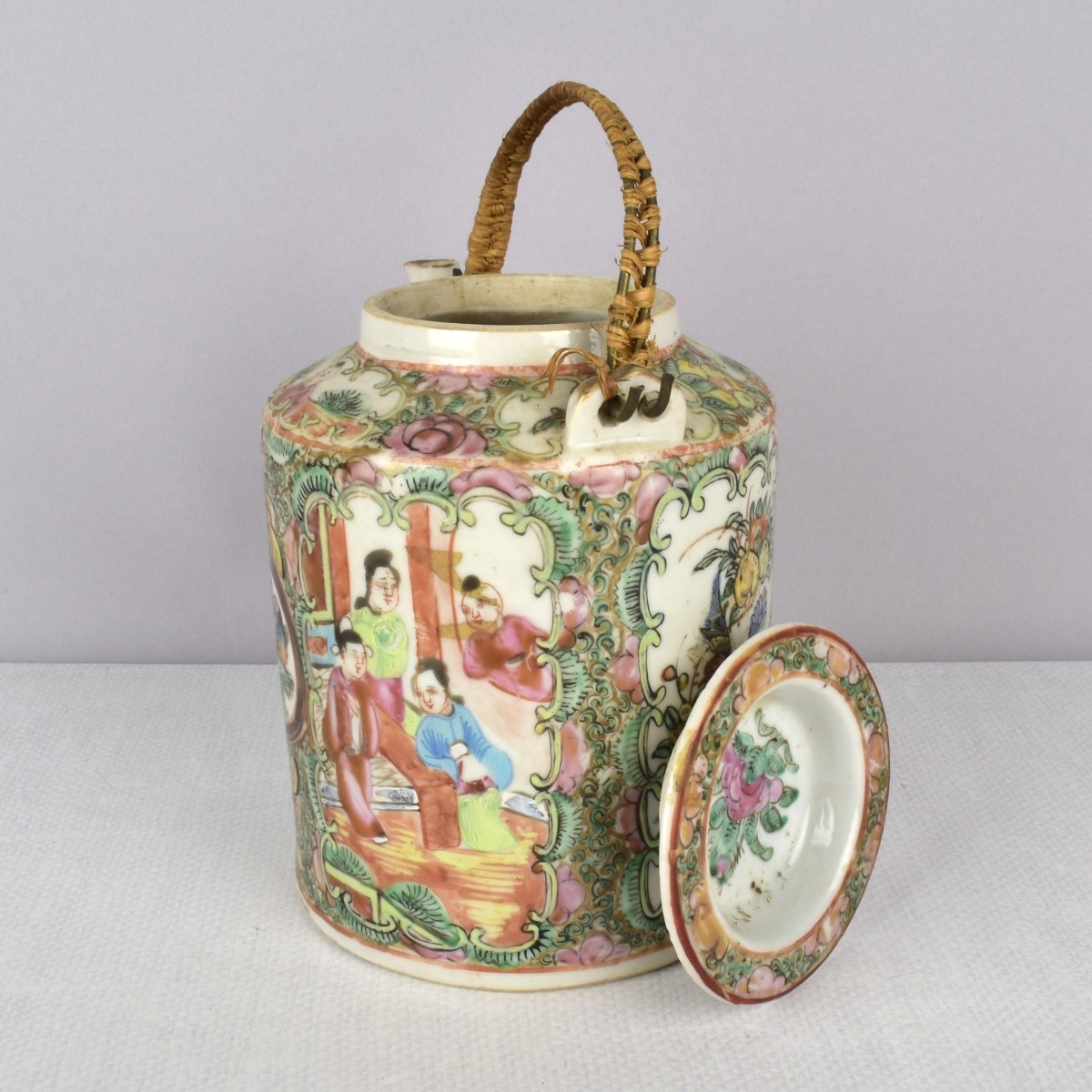 Antique Chinese Rose Medallion Teapot