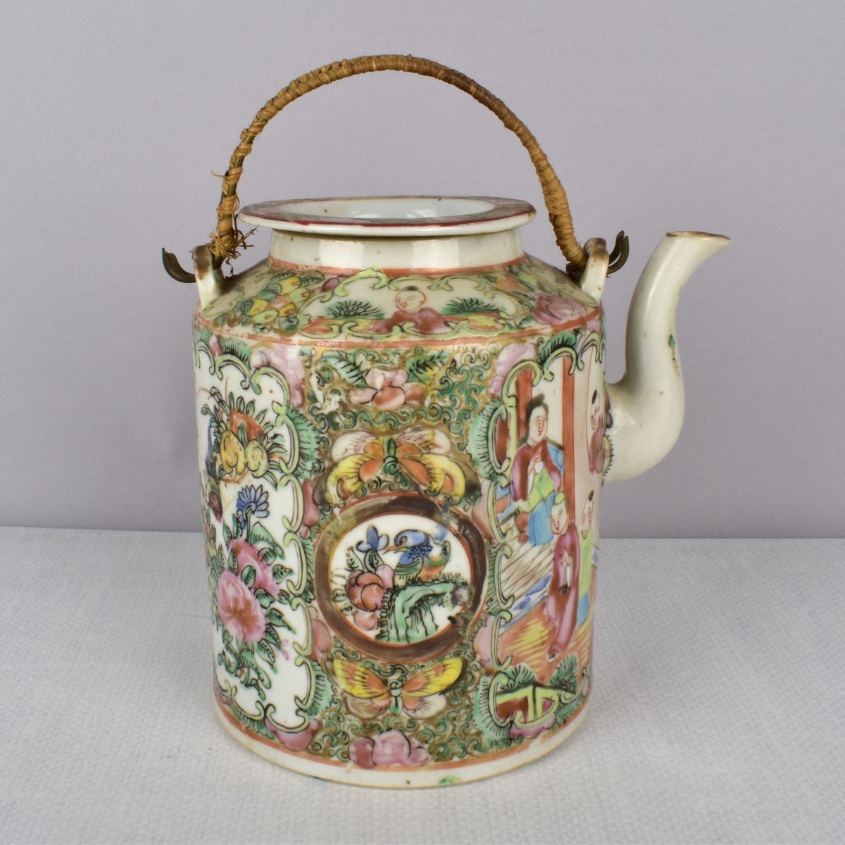 Antique Chinese Rose Medallion Teapot