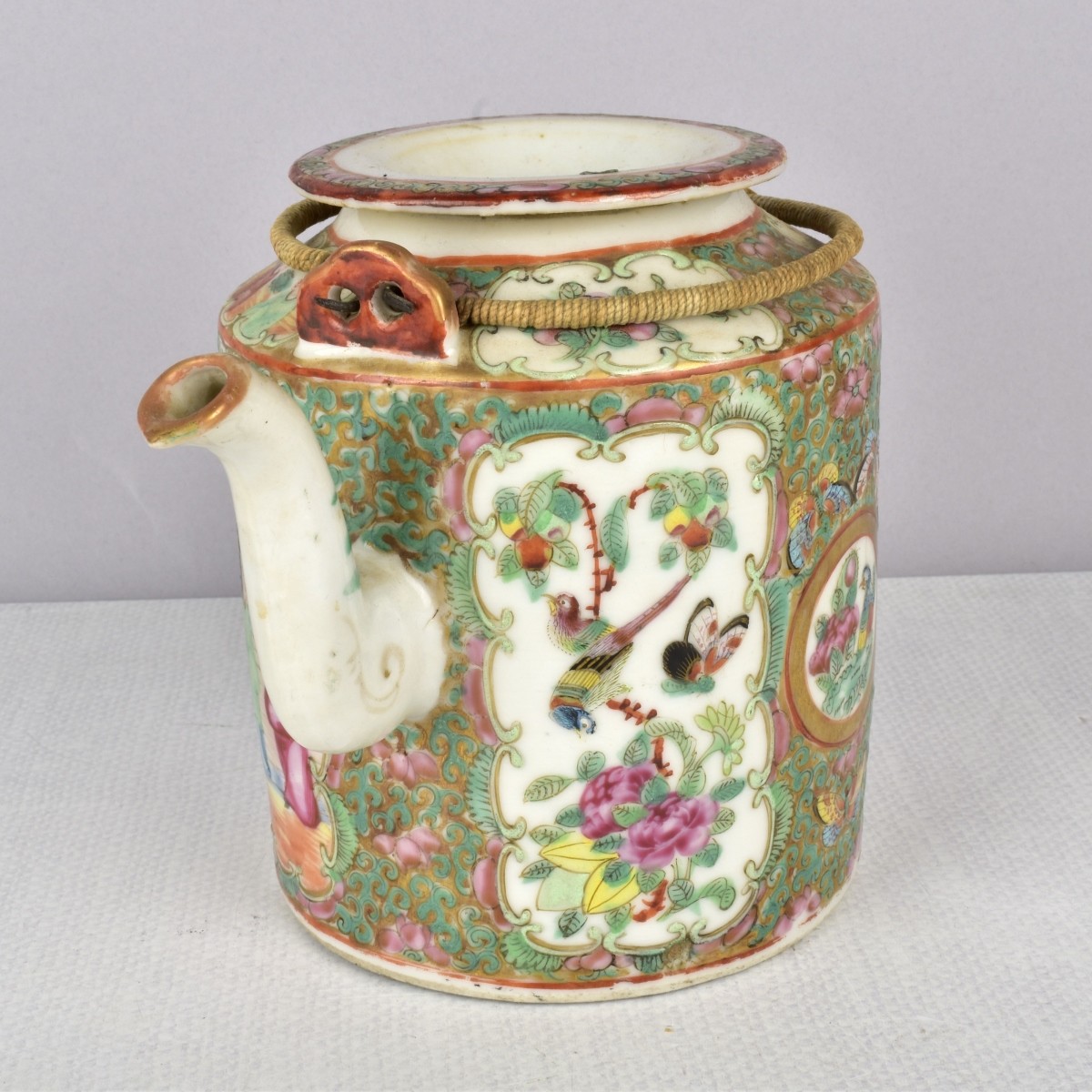 Antique Chinese Rose Medallion Teapot