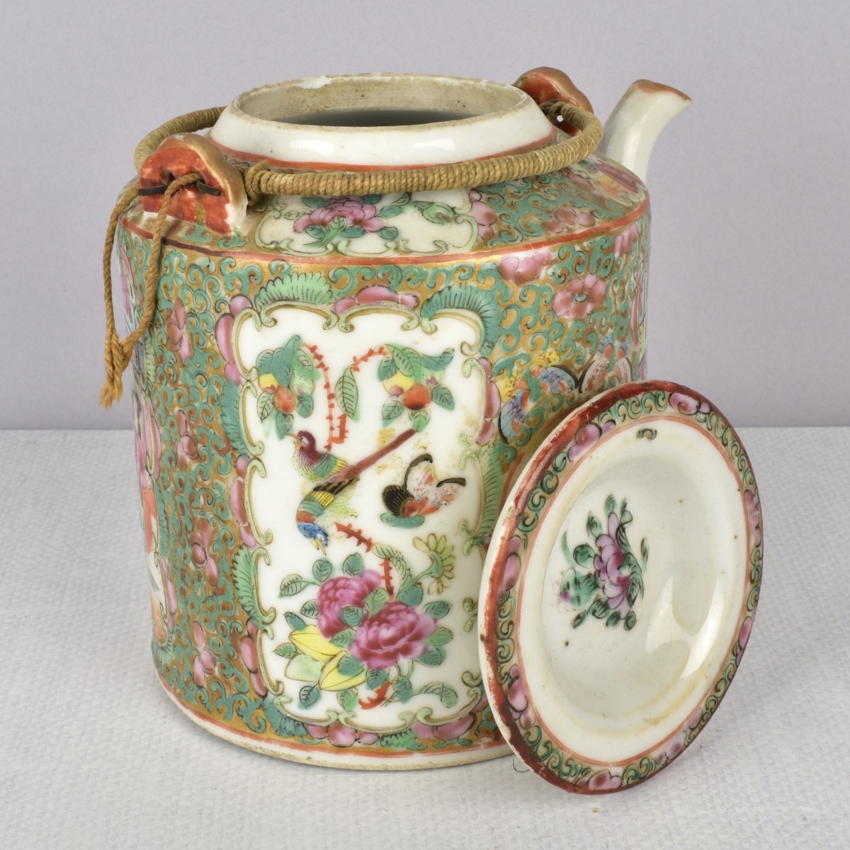 Antique Chinese Rose Medallion Teapot