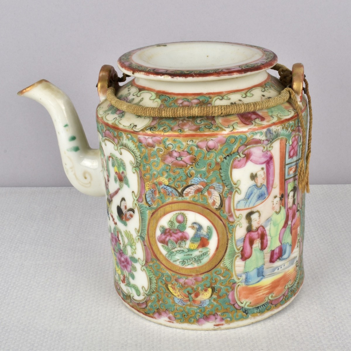 Antique Chinese Rose Medallion Teapot