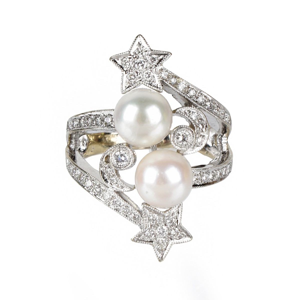 Pearl, Diamond and 14K Ring