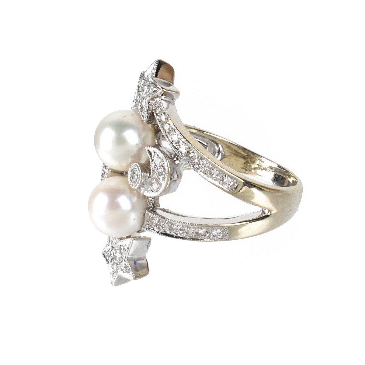 Pearl, Diamond and 14K Ring