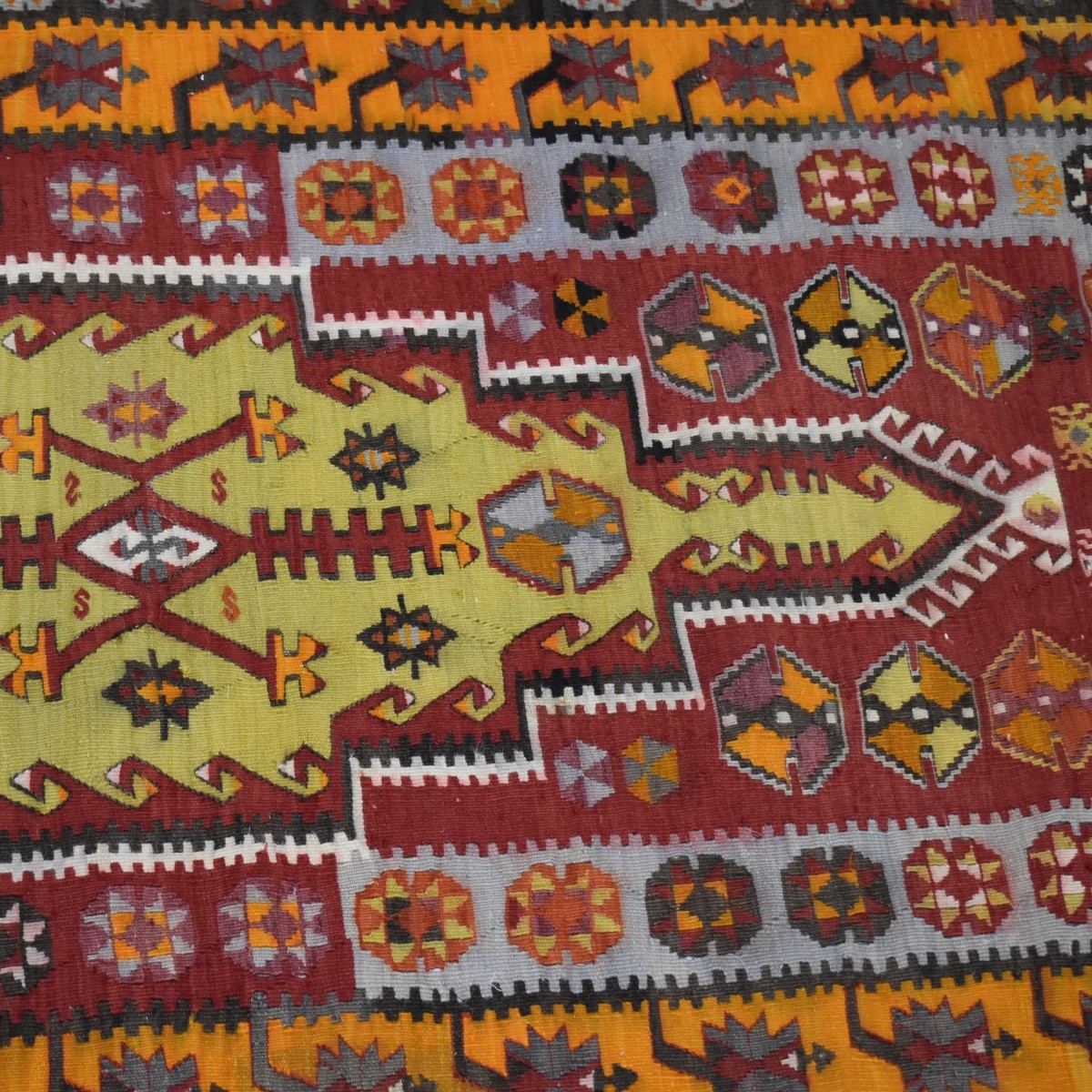 Semi-Antique Flat Weave Wool Rug