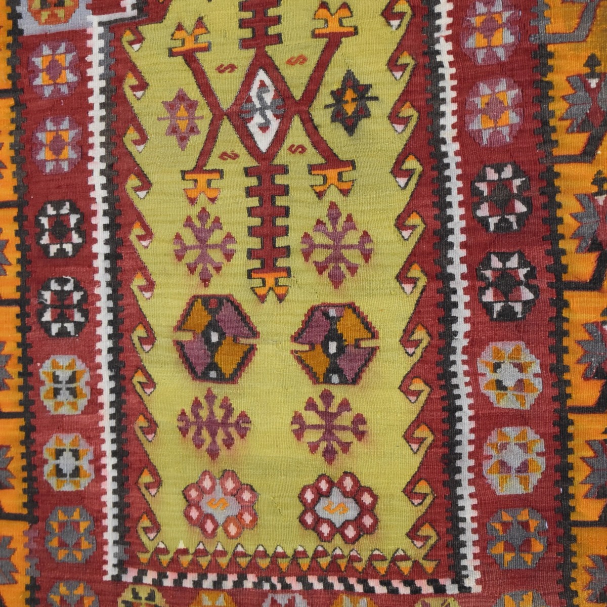 Semi-Antique Flat Weave Wool Rug