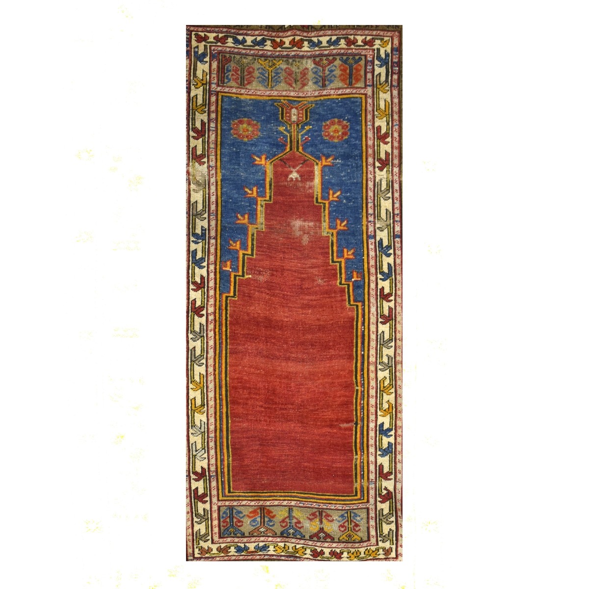 Semi-Antique Turkish Wood Prayer Rug