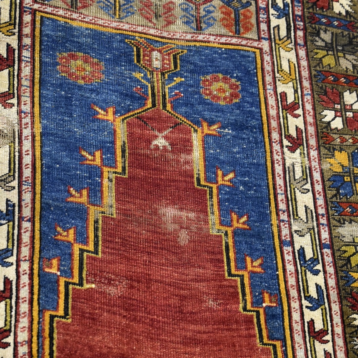 Semi-Antique Turkish Wood Prayer Rug