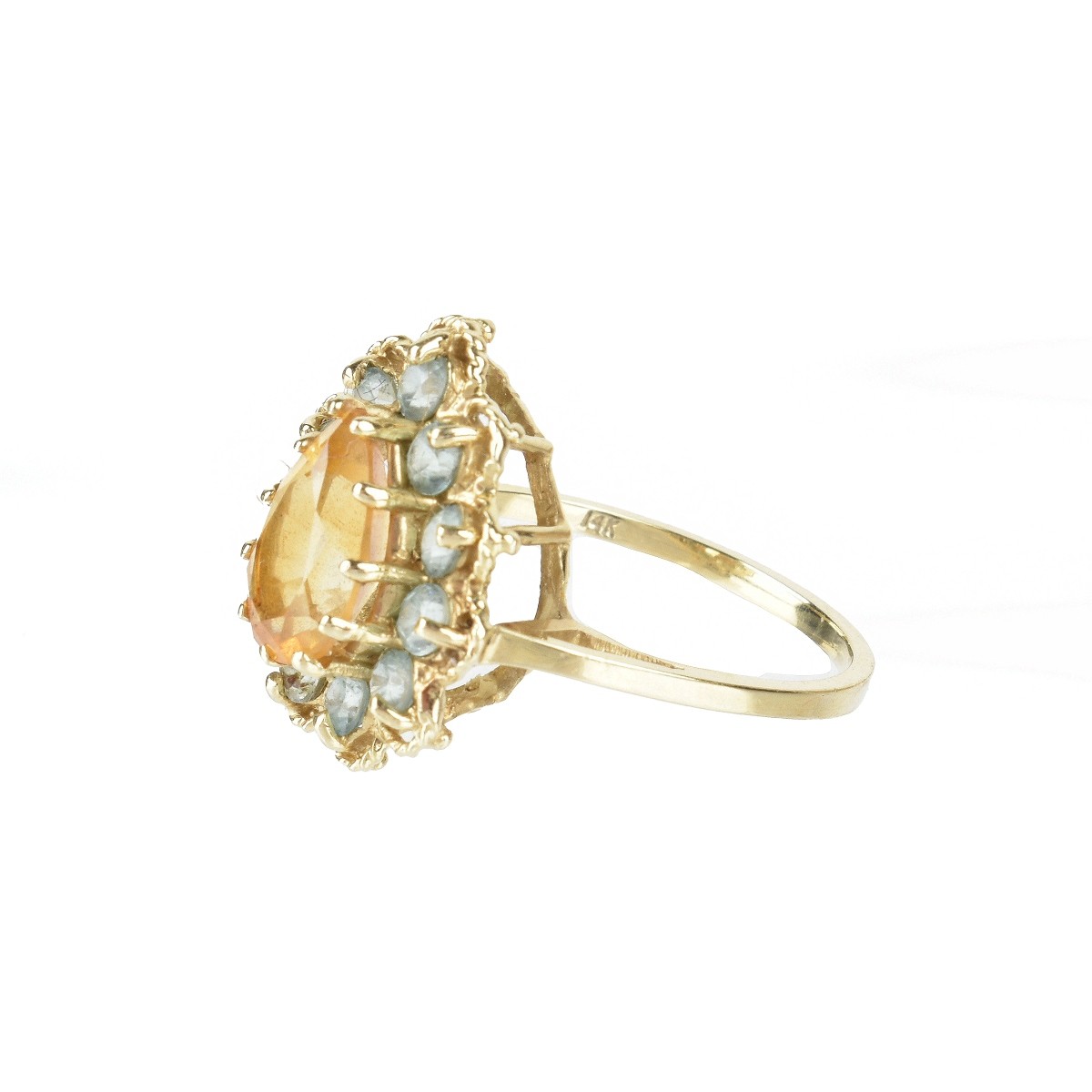 Vintage Citrine and Blue Topaz 14kt Ring