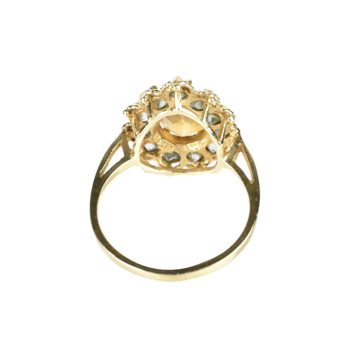 Vintage Citrine and Blue Topaz 14kt Ring