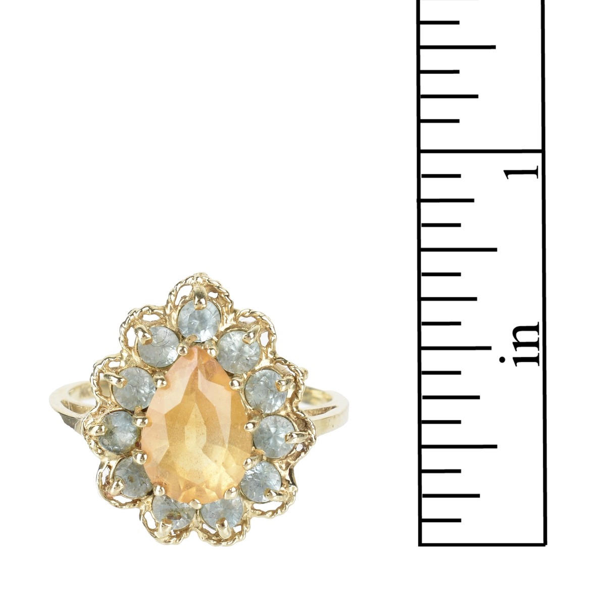 Vintage Citrine and Blue Topaz 14kt Ring