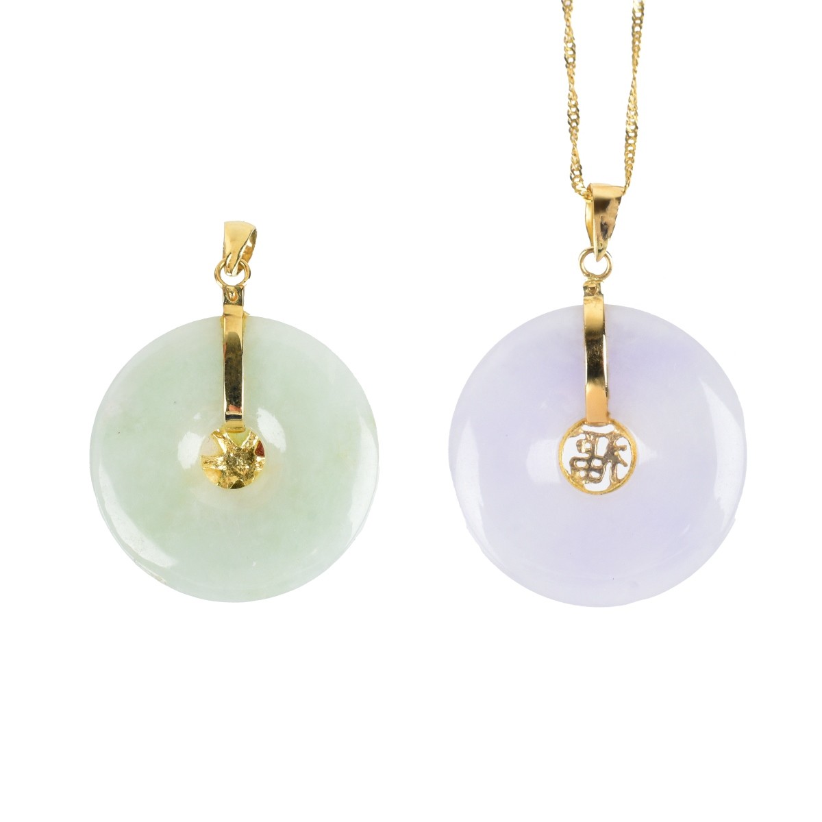 Celadon Jade Pendants with 14kt gold Chain