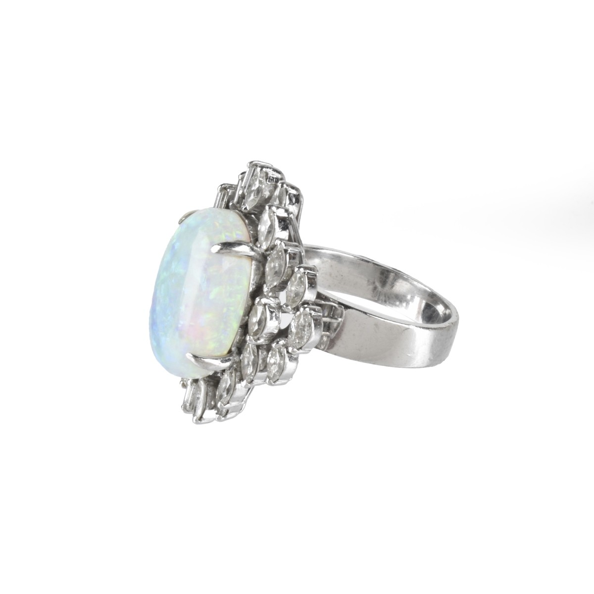 Opal, Diamond and 18K Ring