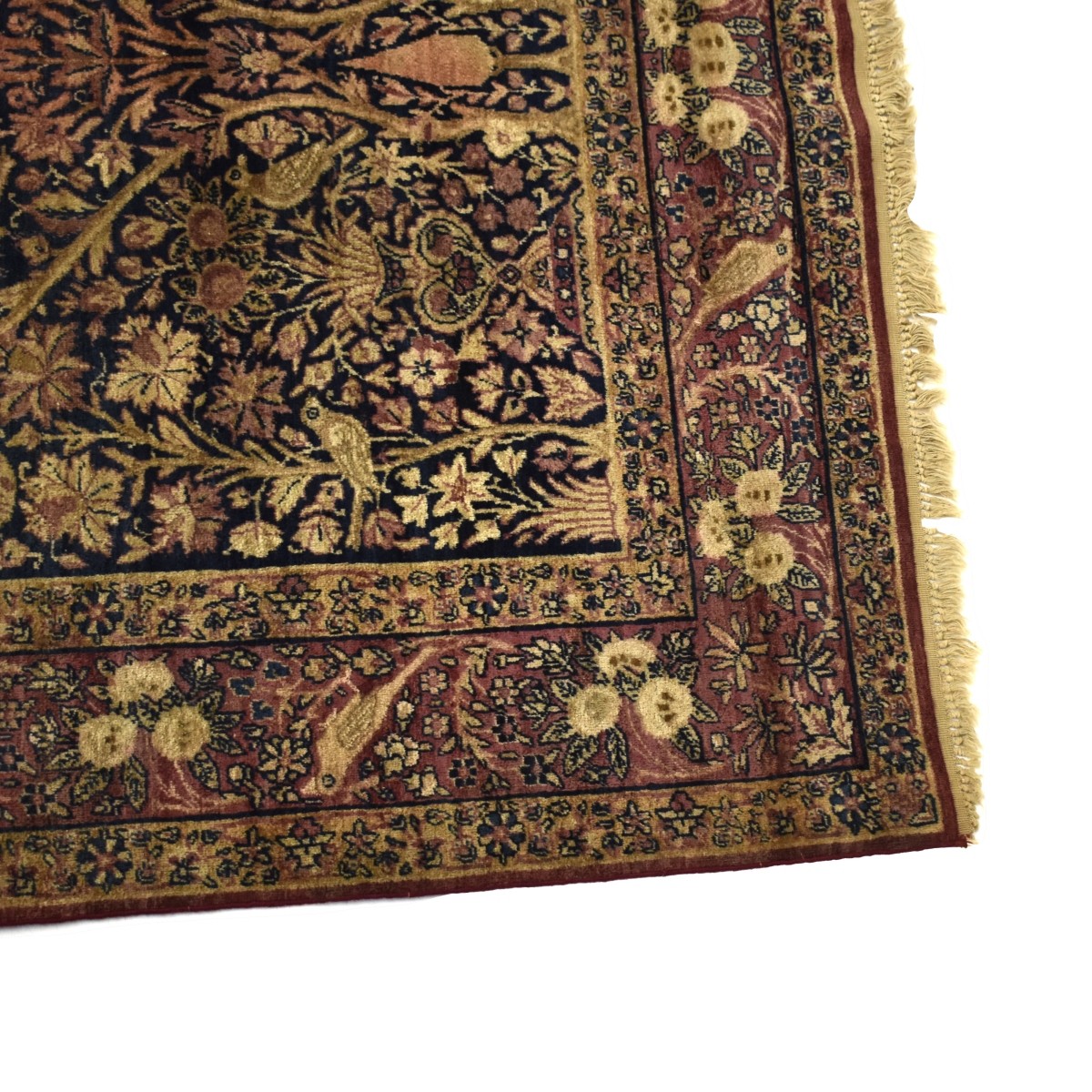 Semi-Antique Persian Laver Kerman Wool Rug