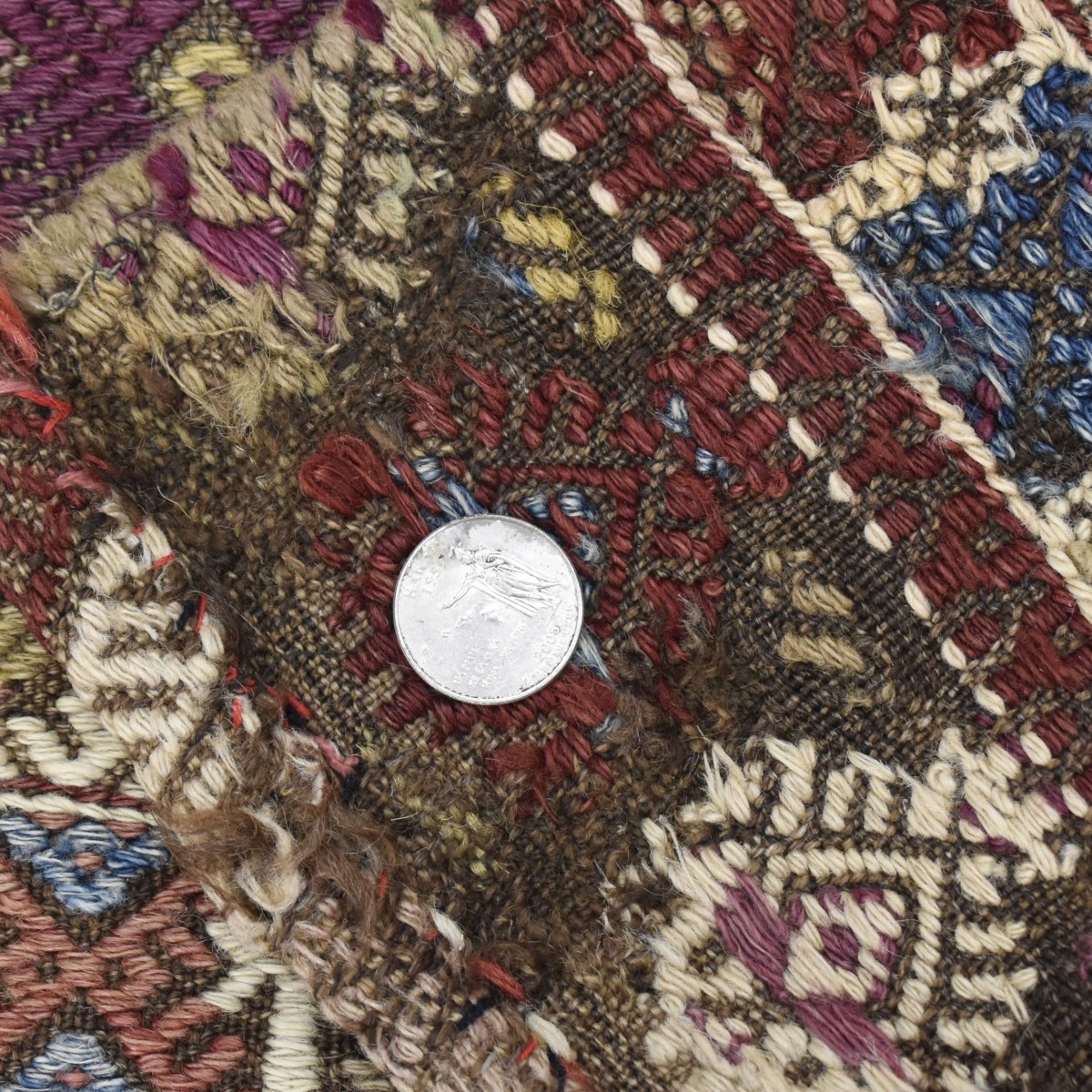 Semi-Antique Persian Rahra Soumek Wool Rug