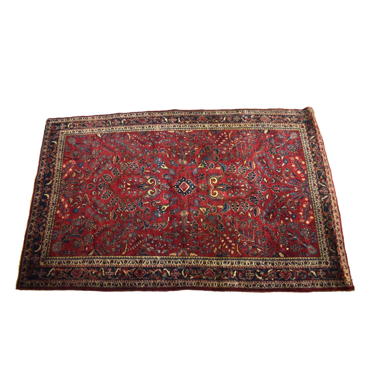 Semi-Antique Persian Sarouk Wool Rug