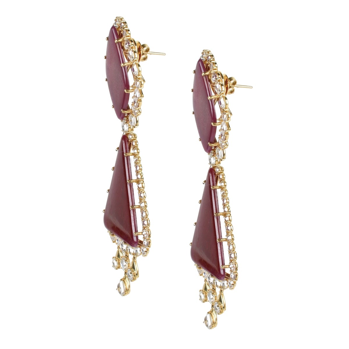 Ruby, Diamond and 18K Earrings