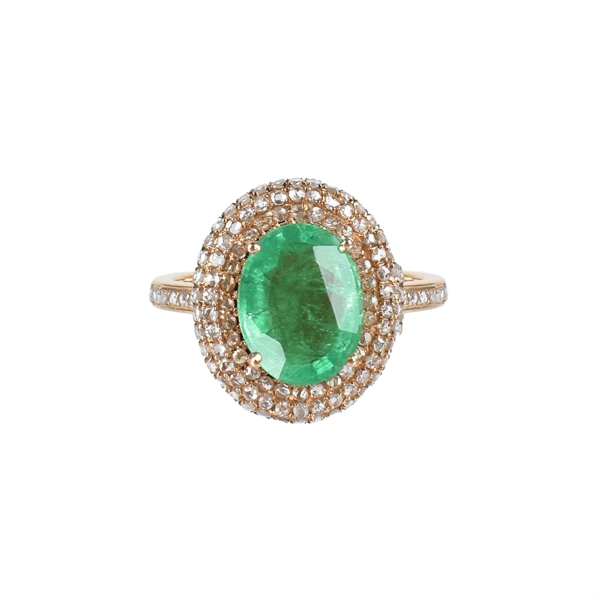 Emerald, Diamond and 18K Ring