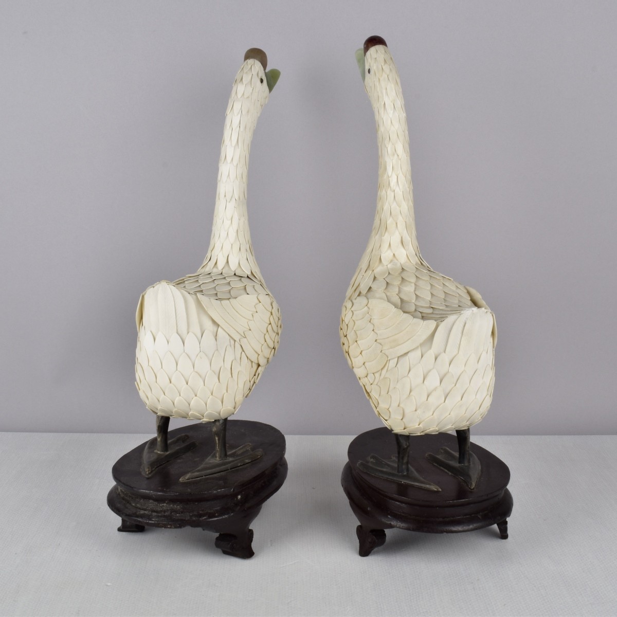 Antique Pair of Carved Chinese Geese