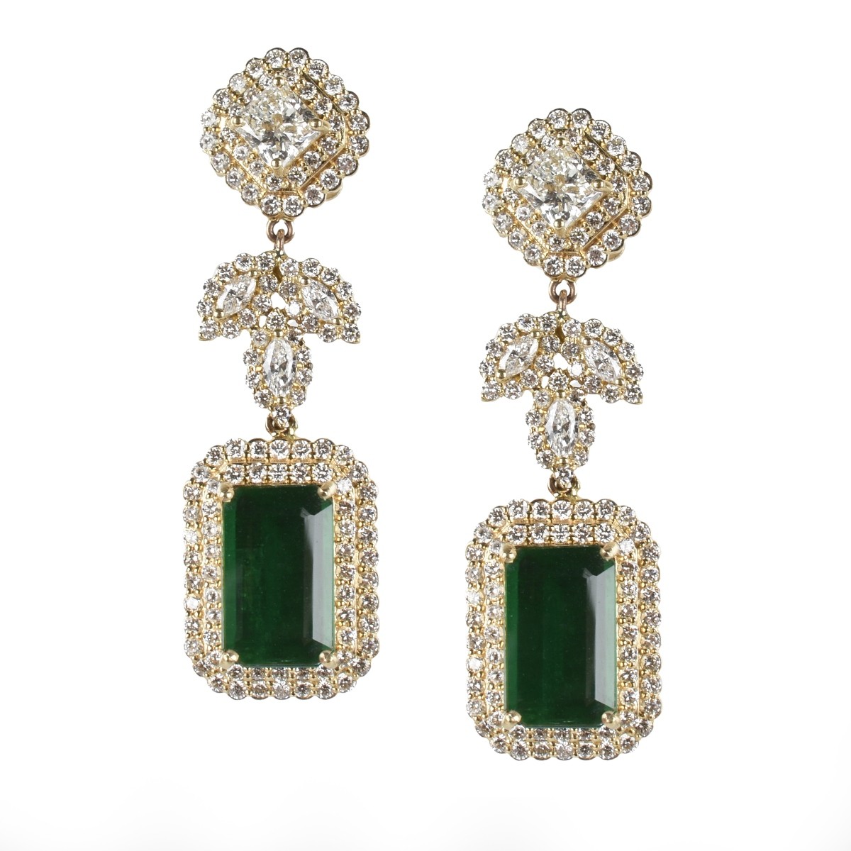 Emerald, Diamond and 18K Earrings