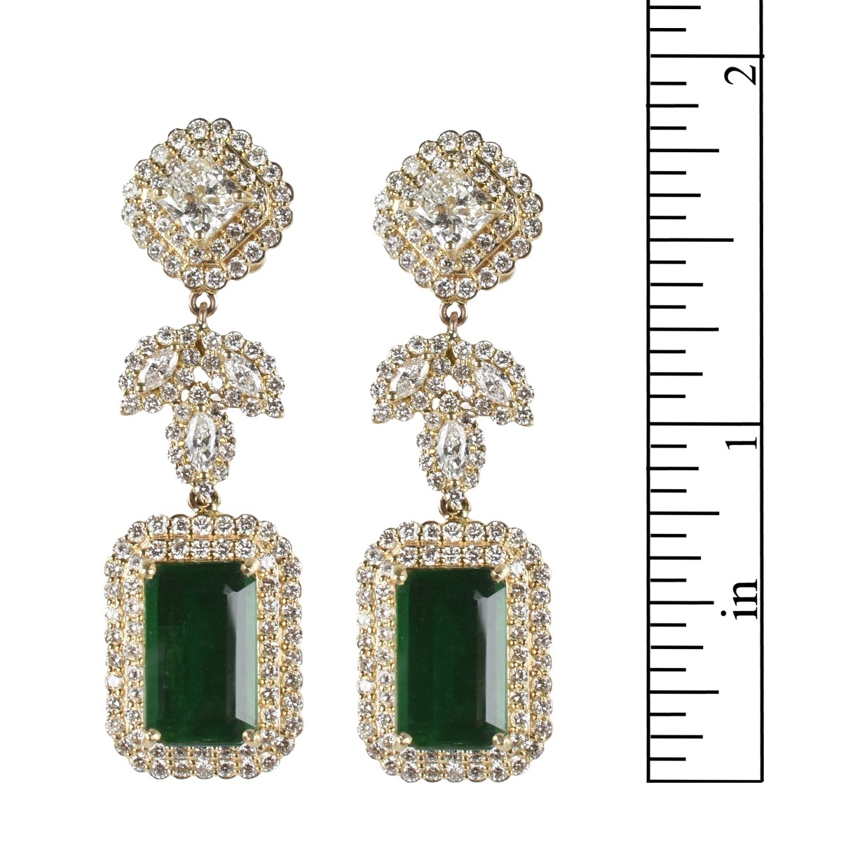 Emerald, Diamond and 18K Earrings