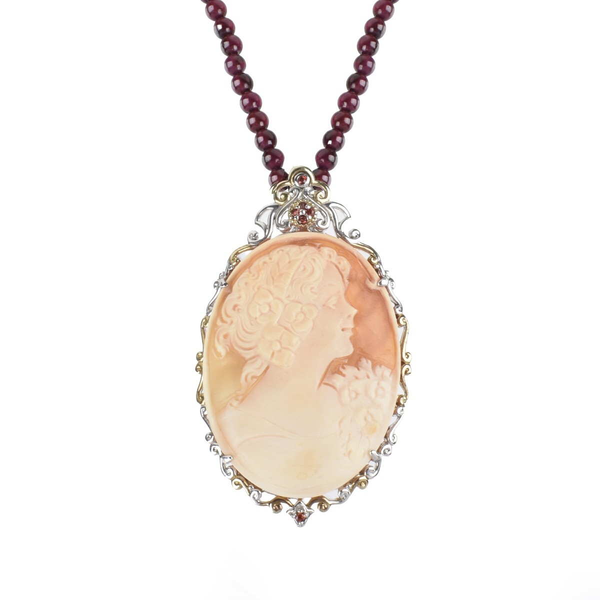 Art Nouveau Carved Shell Cameo Necklace