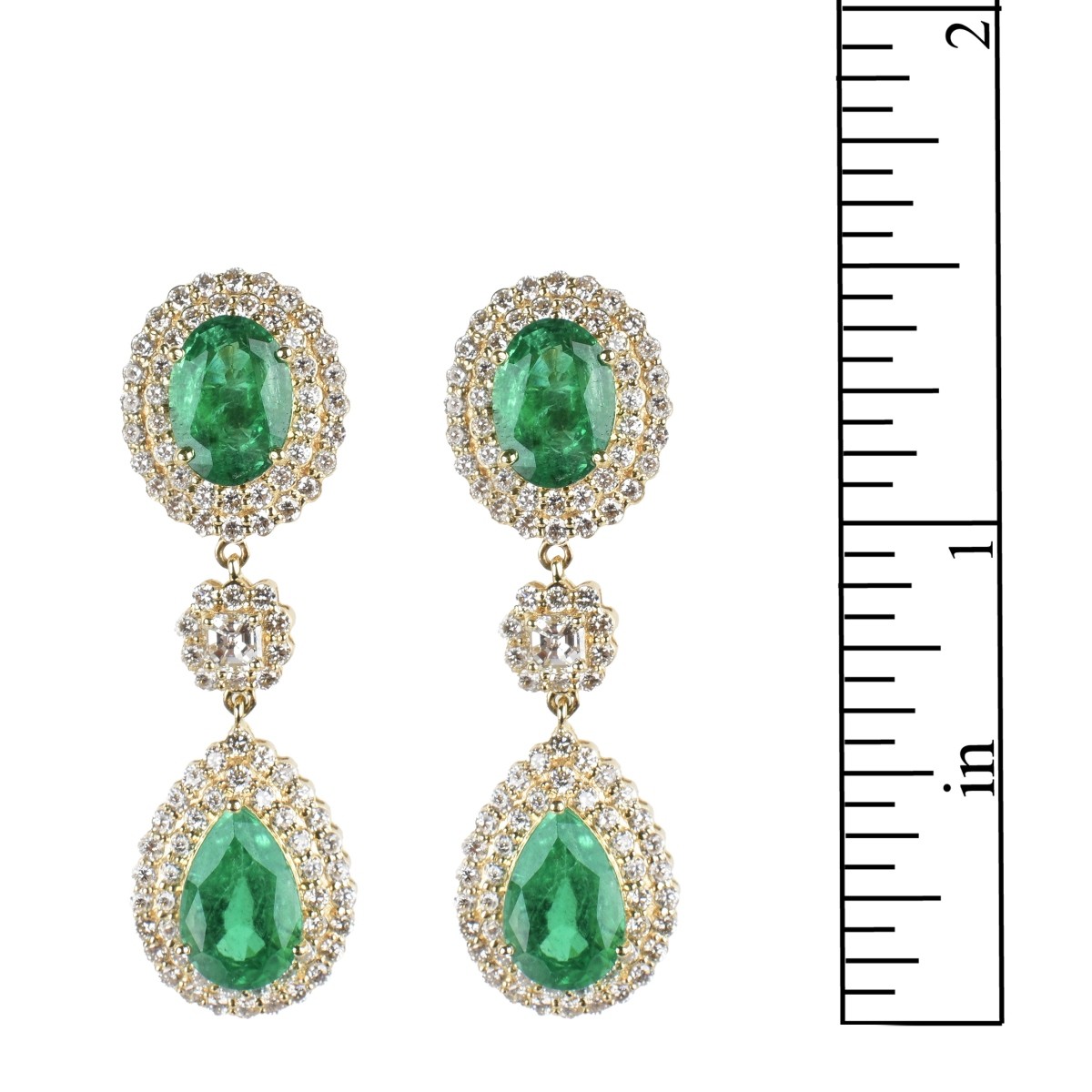 Emerald, Diamond and 18K Earrings