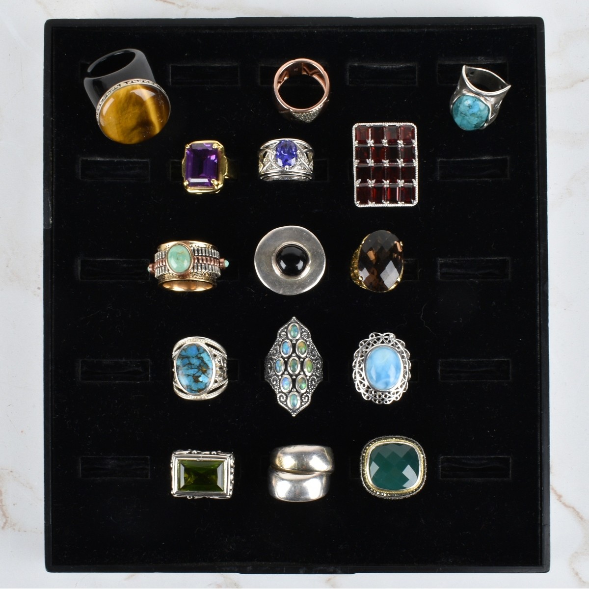 Collection of Sterling Silver Rings.