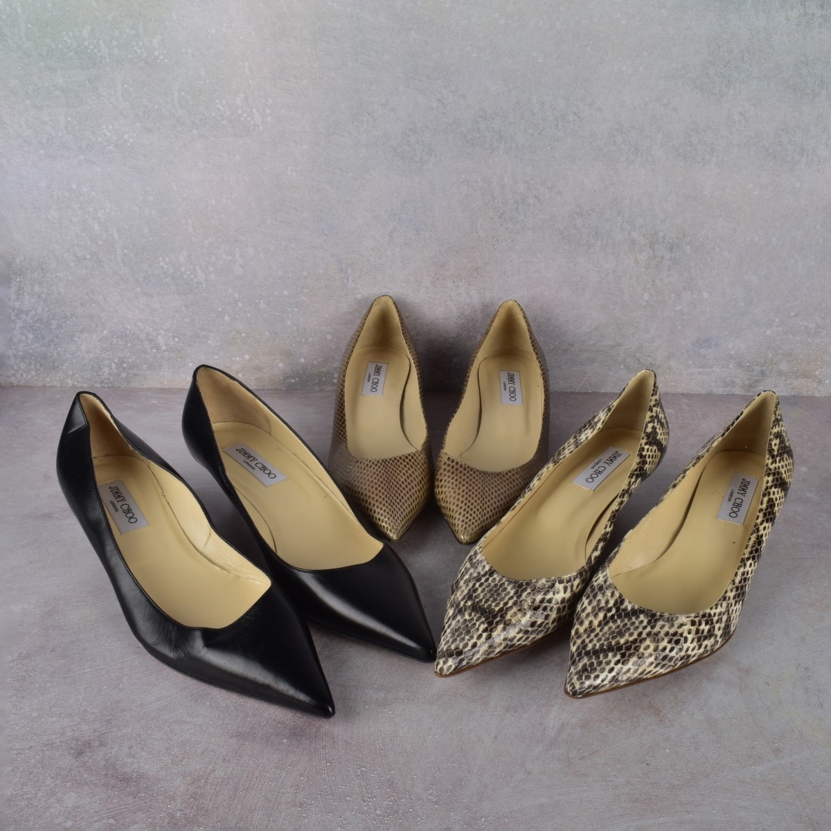 Three Pr Jimmy Choo Reptile Leather Pumps