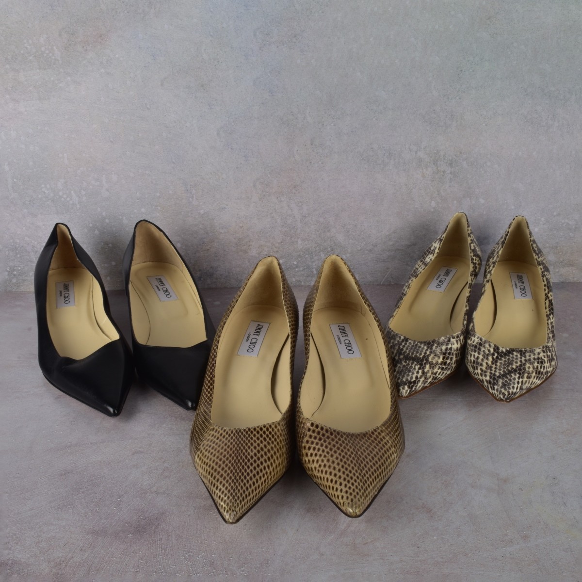 Three Pr Jimmy Choo Reptile Leather Pumps