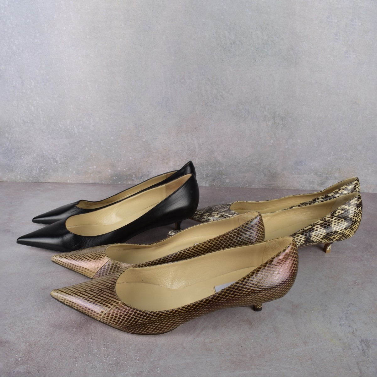 Three Pr Jimmy Choo Reptile Leather Pumps