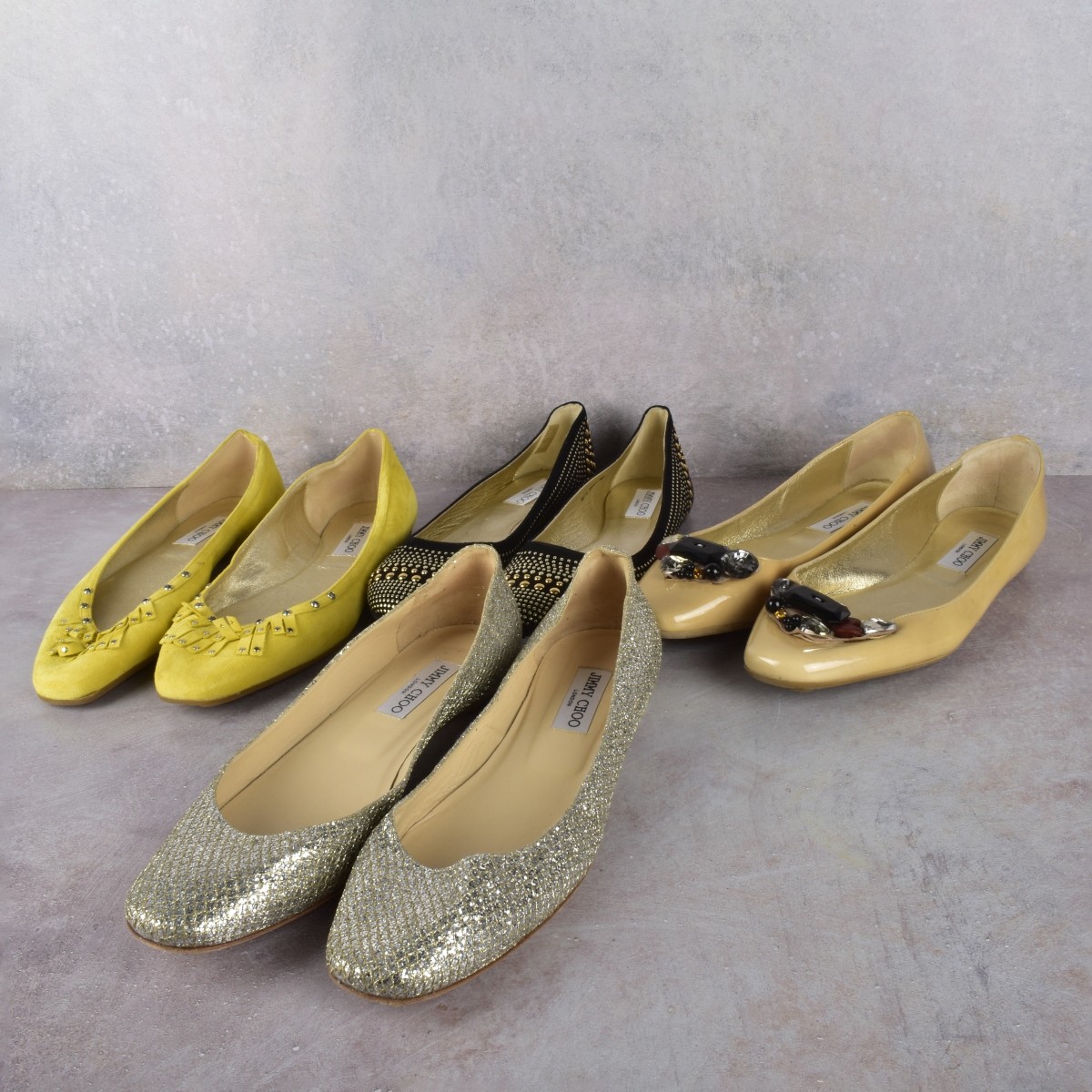 Four Pr Jimmy Choo Designer Flat Shoes