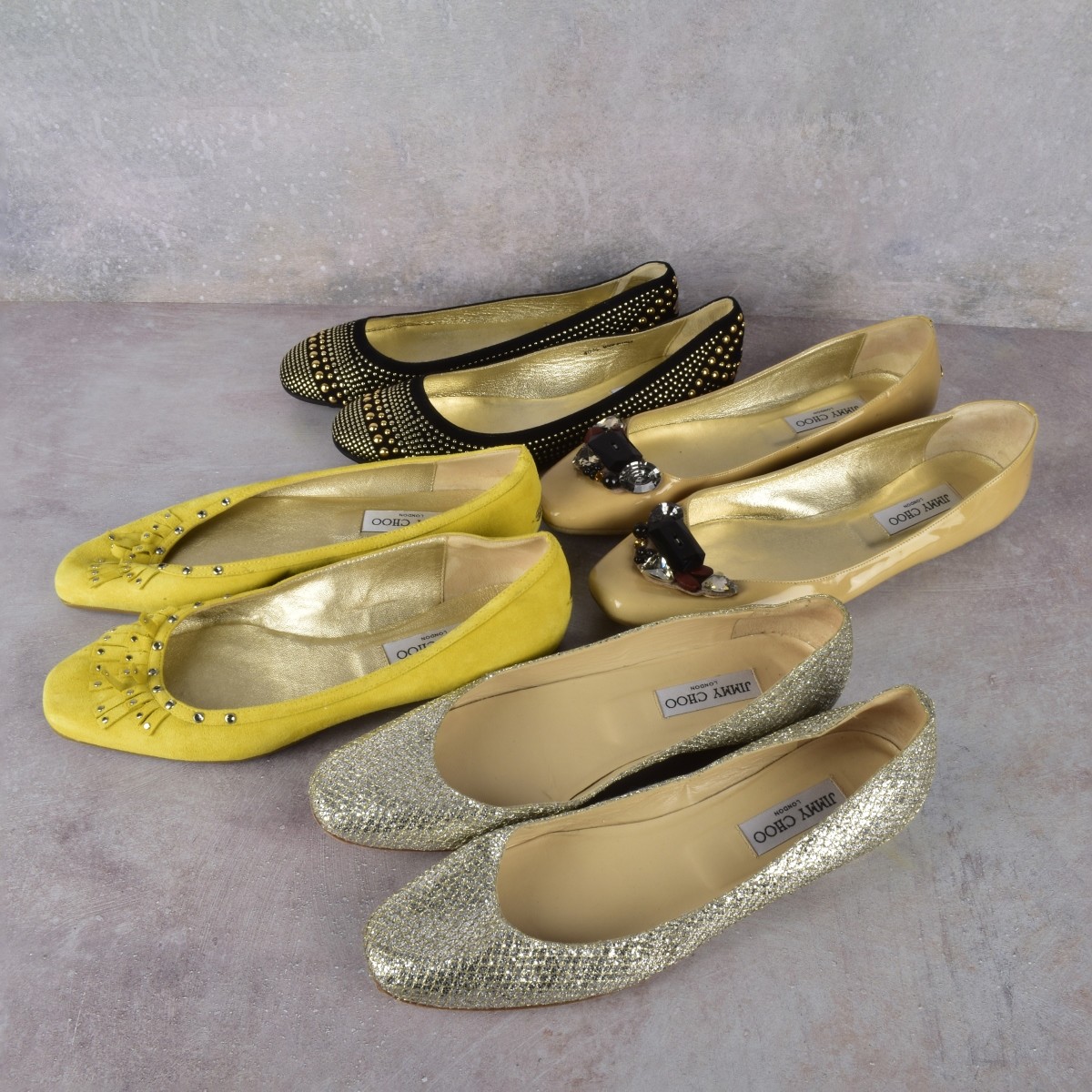 Four Pr Jimmy Choo Designer Flat Shoes