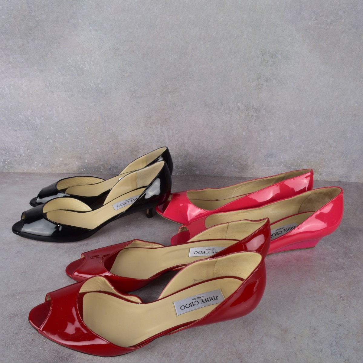 Three Pr Jimmy Choo Patent Leather Shoes