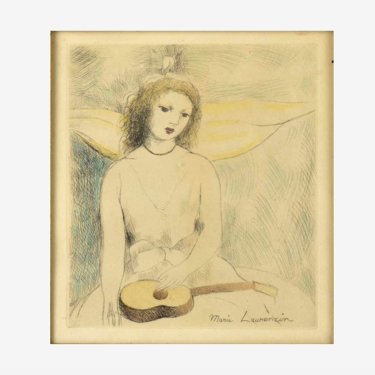 Marie Laurencin Etching "Woman with Guitar"