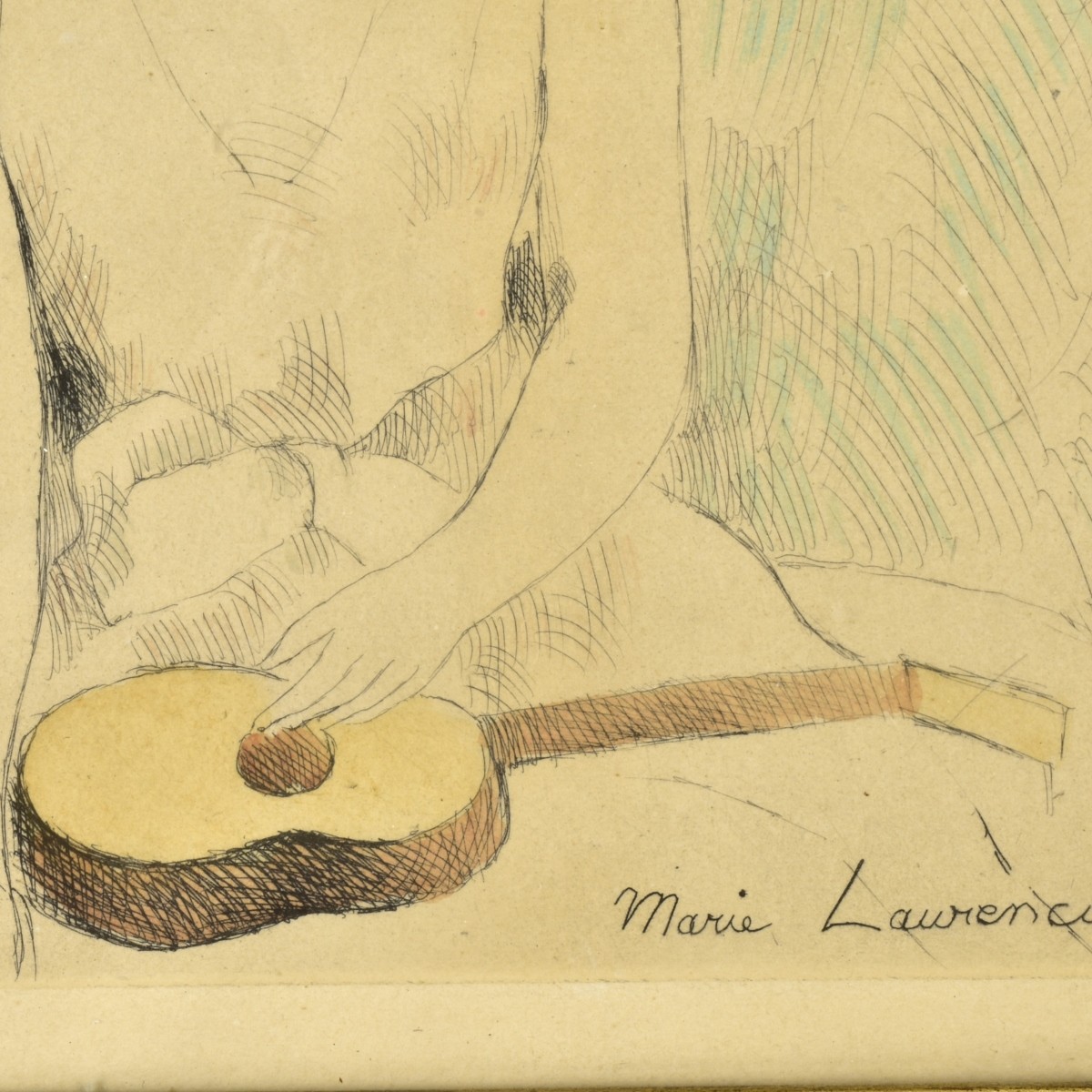 Marie Laurencin Etching "Woman with Guitar"