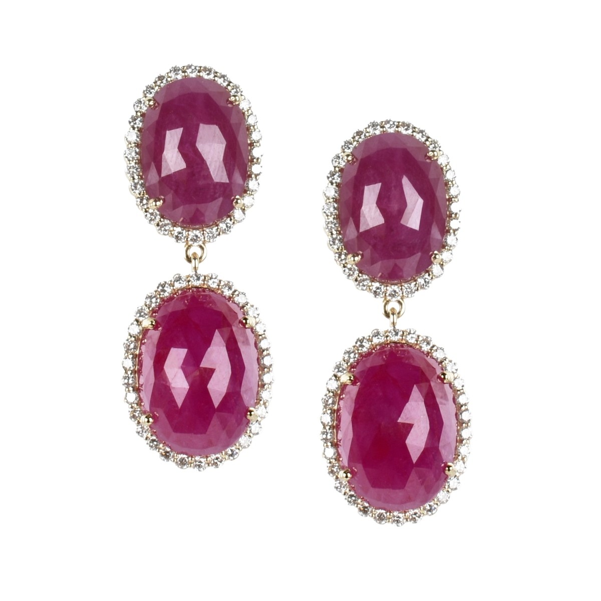 Ruby, Diamond and 18K Earrings