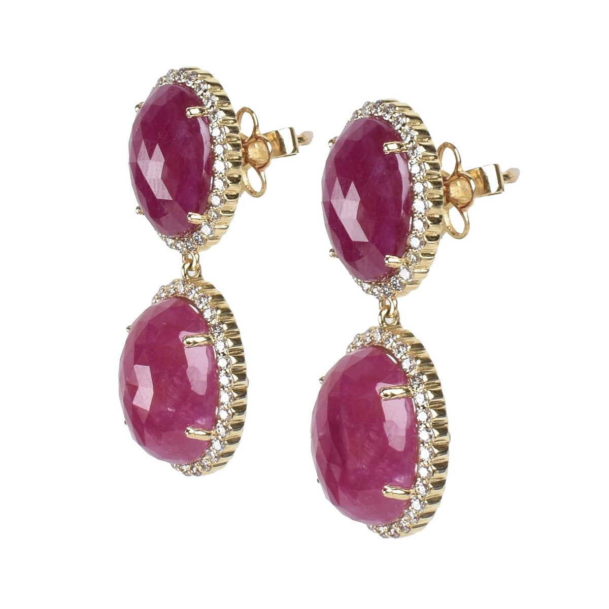 Ruby, Diamond and 18K Earrings