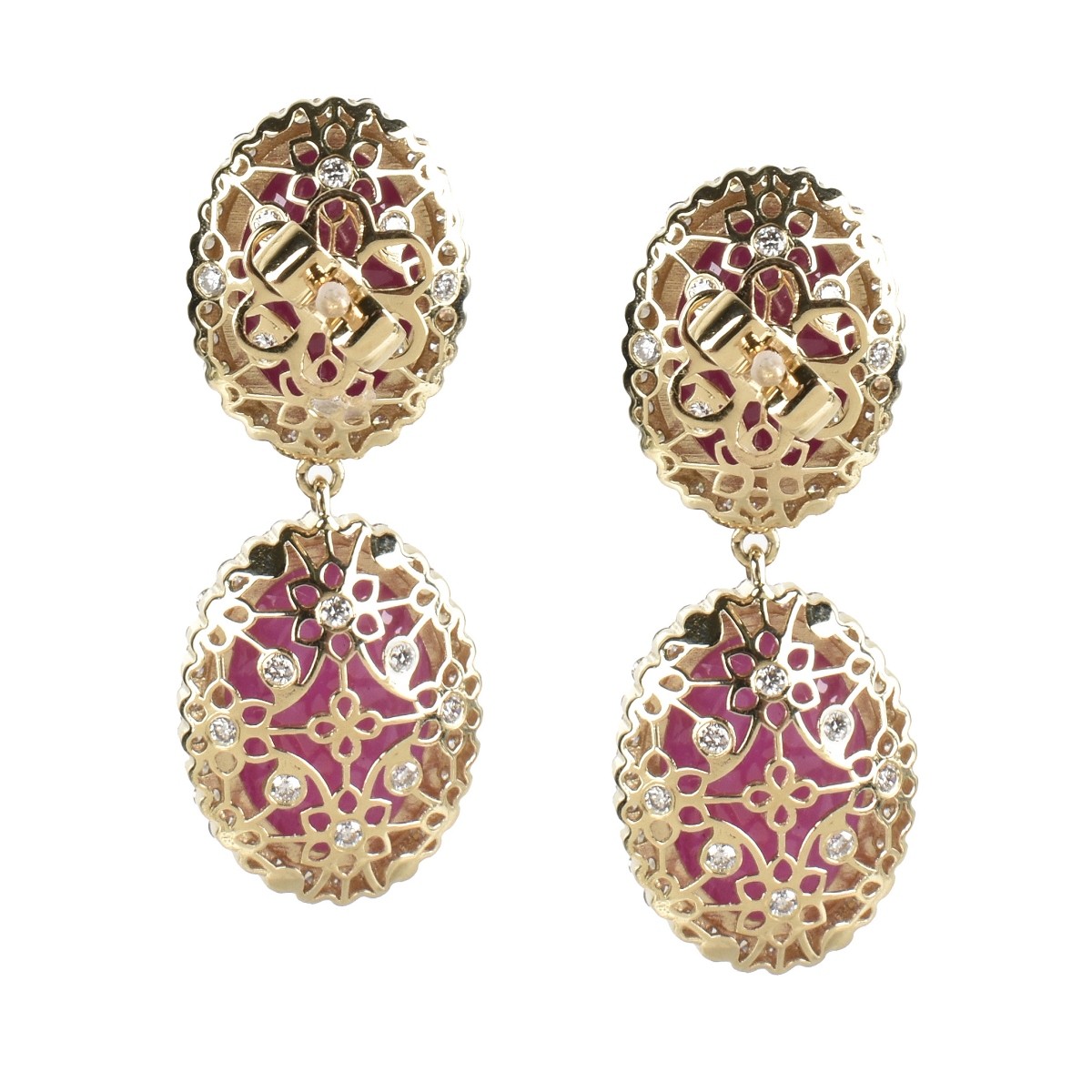 Ruby, Diamond and 18K Earrings