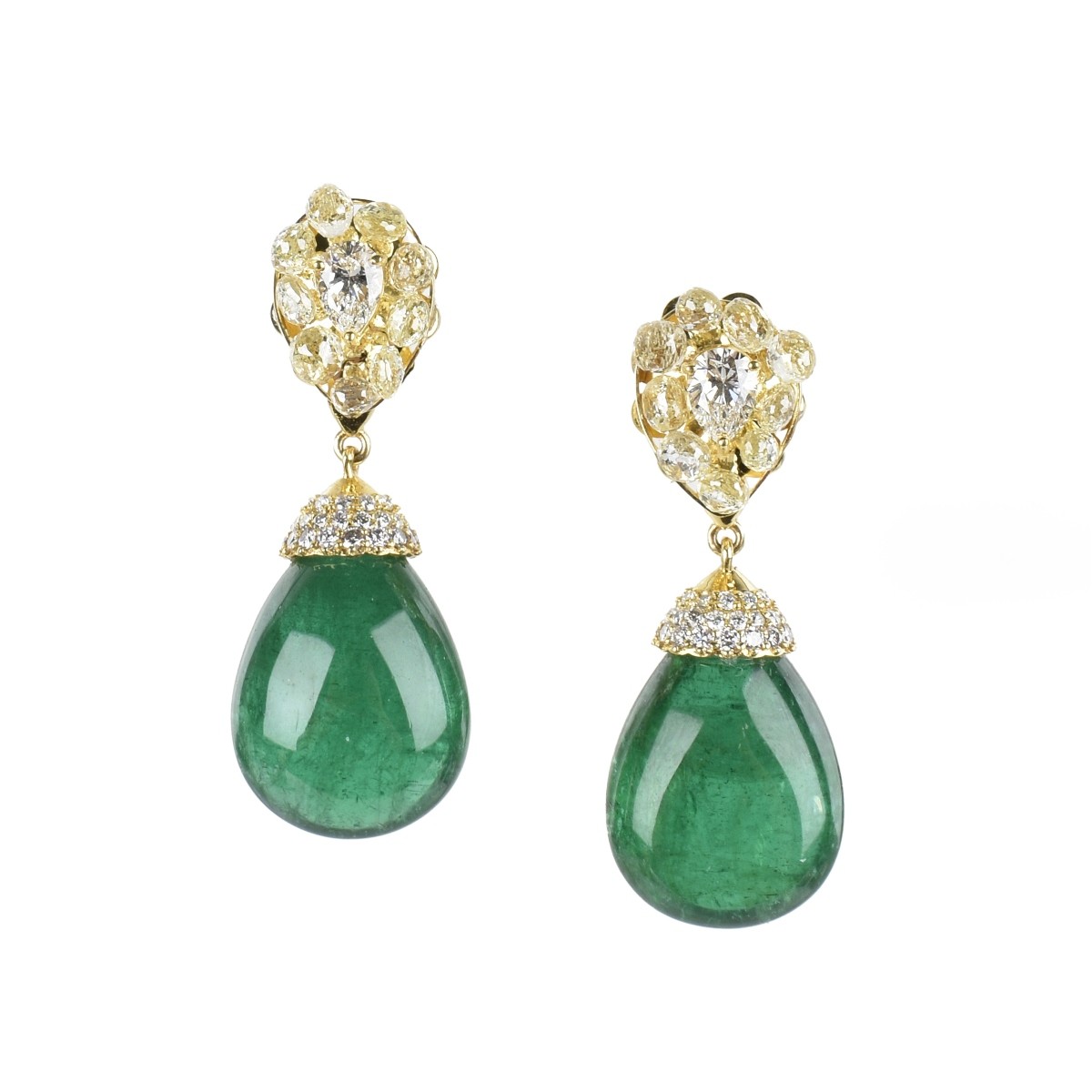 Emerald, Diamond and 18K Earrings