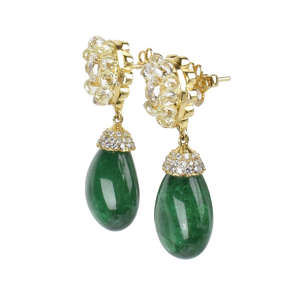 Emerald, Diamond and 18K Earrings