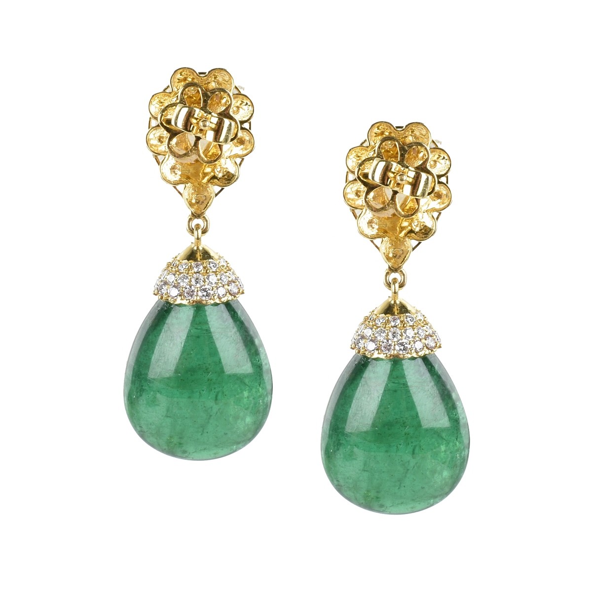 Emerald, Diamond and 18K Earrings