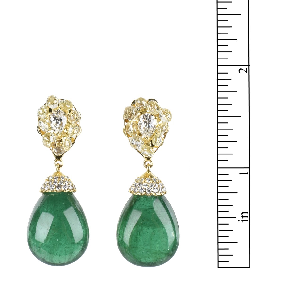 Emerald, Diamond and 18K Earrings