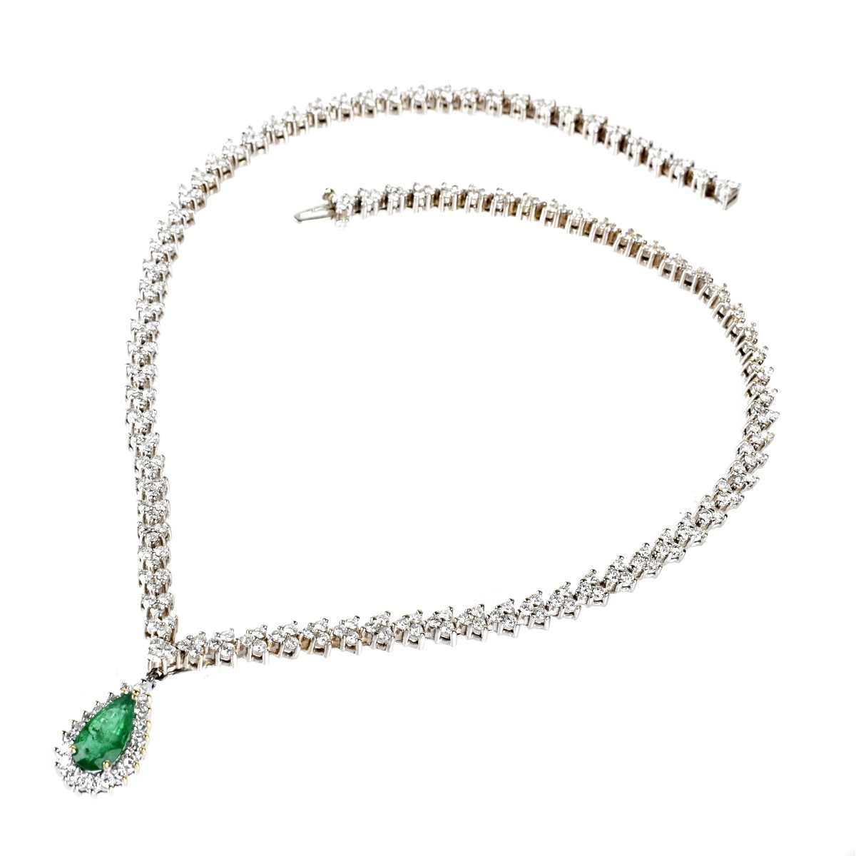 Diamond, Emerald and 18K Necklace