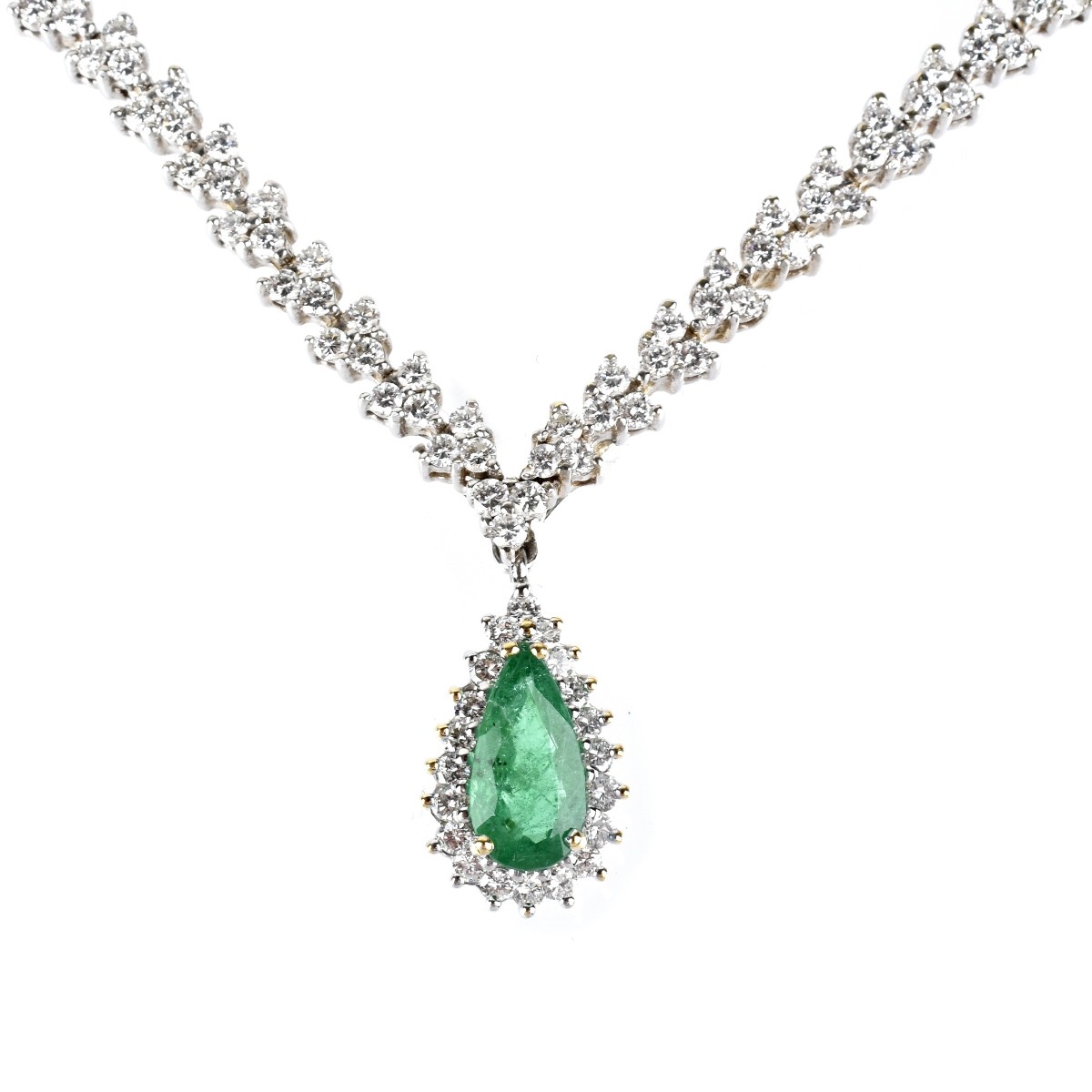 Diamond, Emerald and 18K Necklace