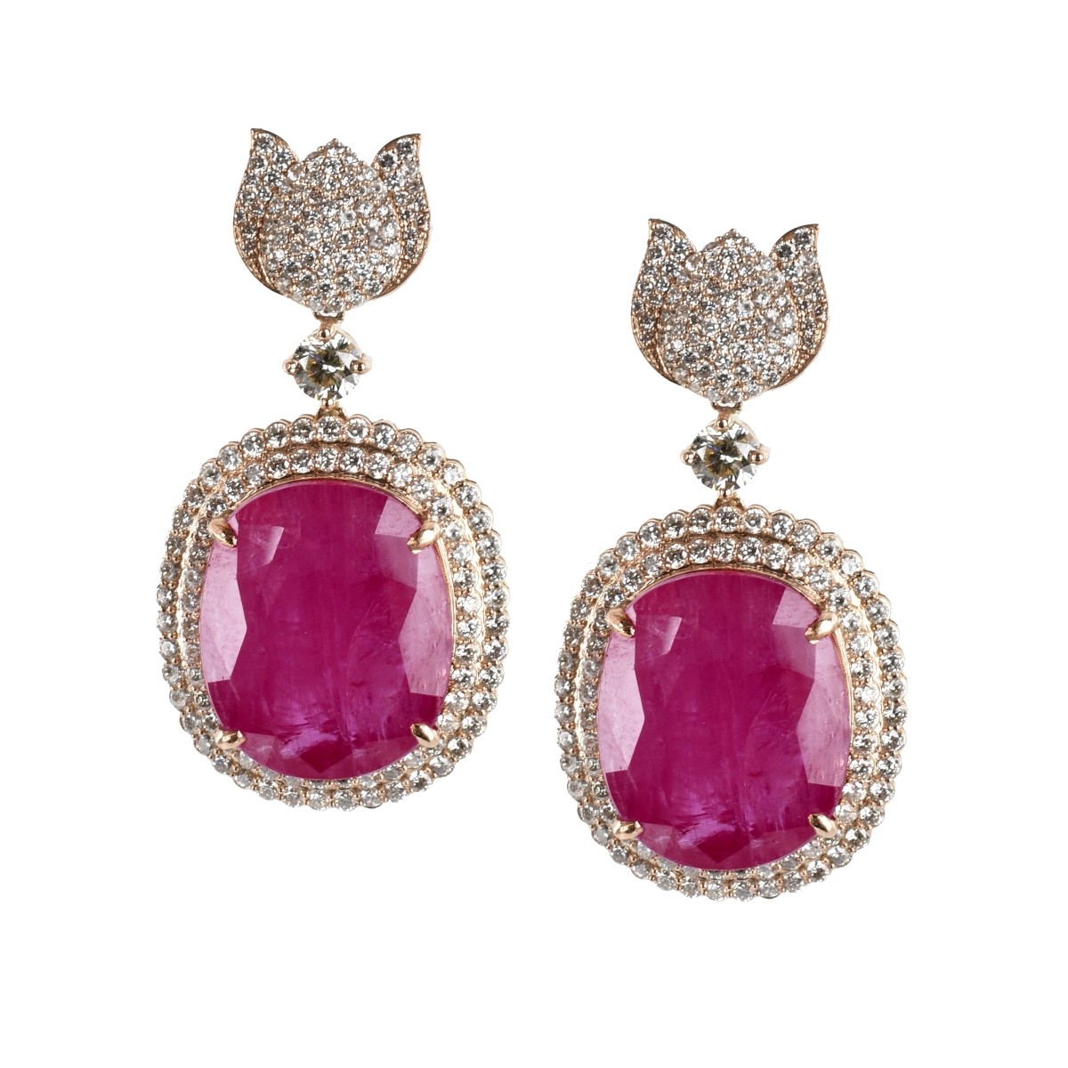 Ruby, Diamond and 18K Earrings