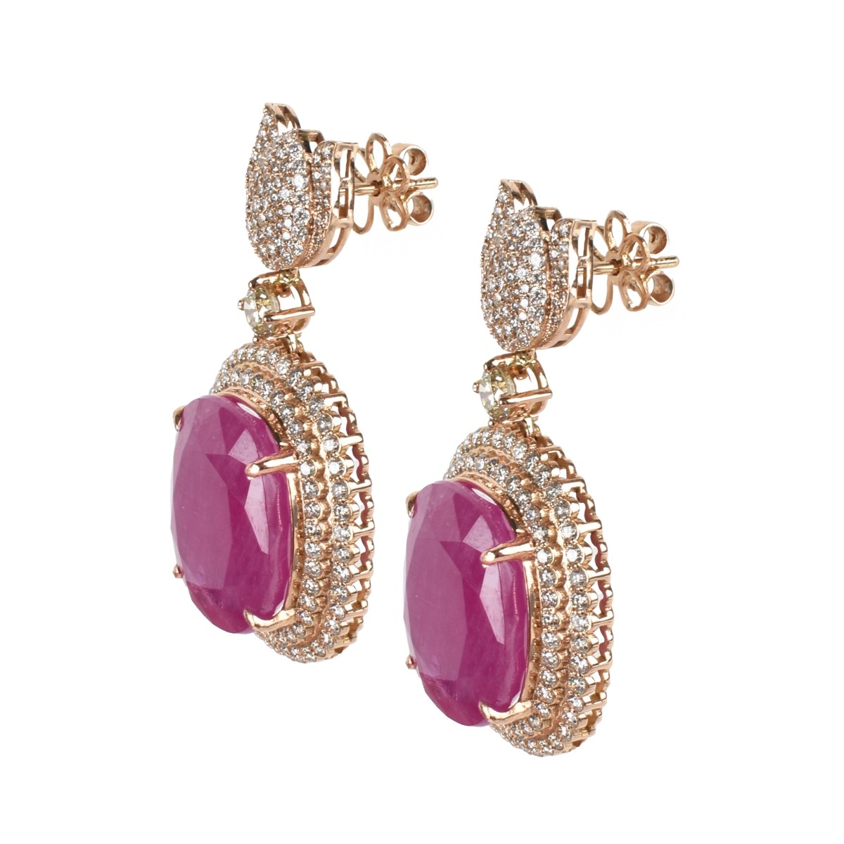 Ruby, Diamond and 18K Earrings