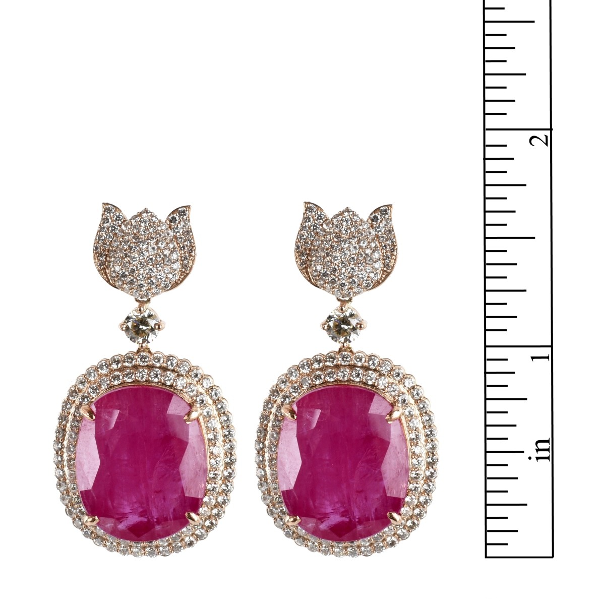 Ruby, Diamond and 18K Earrings